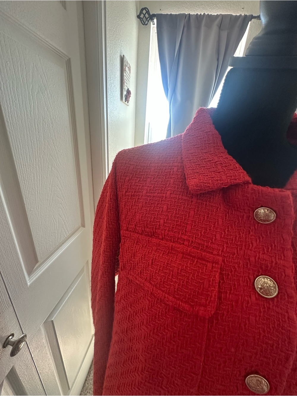 Vigoss Red Textured Button-Front Jacket - Picture 3 of 13